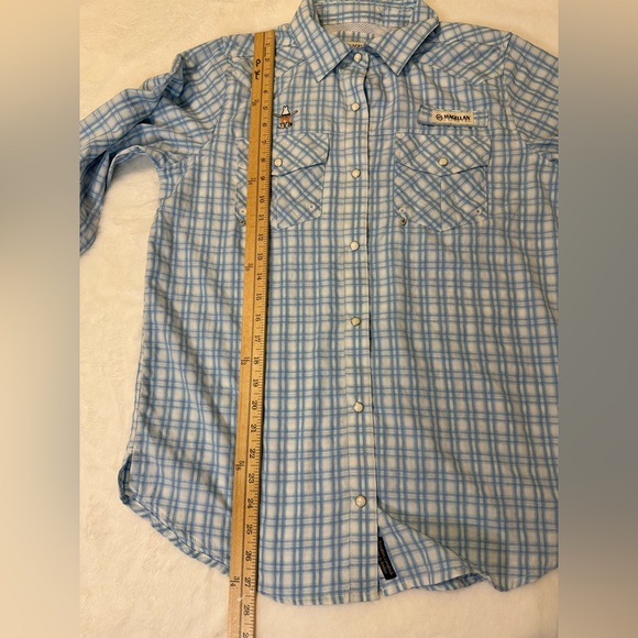 Houston Livestock Show & Rodeo Magellan Blue Plaid Pearl Snap Shirt Size Small - Picture 10 of 16